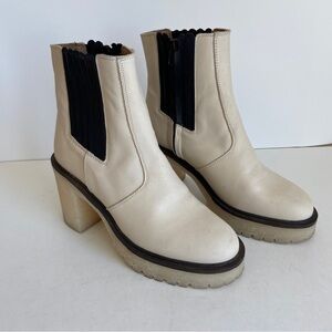 Free People Womens James White Leather Heeled Chelsea Boots Size 6.5